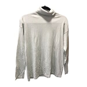 J Jill Womens Light Grey L.S. Turtleneck Sweater XS Petite Silk Cotton Blend